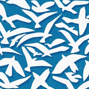 Abstract Seagulls on Blue / Large