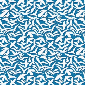 Abstract Seagulls on Blue / Medium