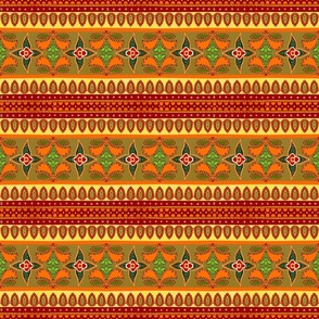 Orange autumn fall Vintage ethnic border design faux embroidery woven effect 6” repeat