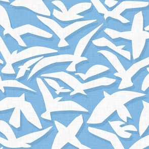 Abstract Seagulls on Sky Blue / Large