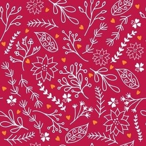 Christmas floral with hearts