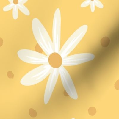 Daisy in yellow medium, floral, daisy, summer floral, girls room, daisy wallpaper, cute floral, cute wallpaper, nursery wallpaper, Ashleigh Fish