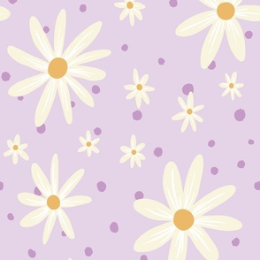  Daisy in purple medium, floral, daisy, summer floral, girls room, daisy wallpaper, cute floral, cute wallpaper, nursery wallpaper, Ashleigh Fish
