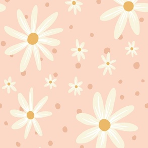 Daisy in pink medium, floral, daisy, summer floral, girls room, daisy wallpaper, cute floral, cute wallpaper, nursery wallpaper, Ashleigh Fish