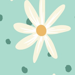 Daisy in green large, floral, daisy, summer floral, girls room, daisy wallpaper, cute floral, cute wallpaper, nursery wallpaper, Ashleigh Fish