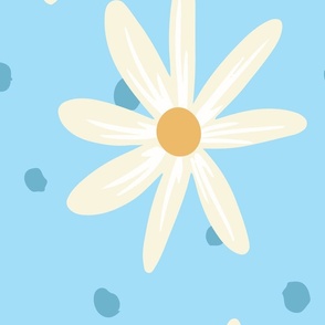 Daisy in blue large, floral, daisy, summer floral, girls room, daisy wallpaper, cute floral, cute wallpaper, nursery wallpaper, Ashleigh Fish
