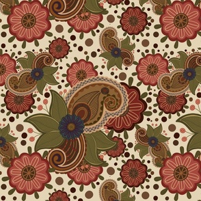 Victorian Paisley Cream Fabric
