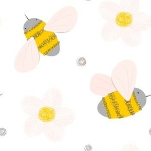 Doodle bees and flowers