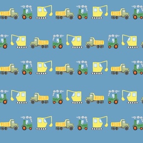 7" Construction, blue, digger, dump truck, excavator, tractor, farm, boys, vehicle, cars