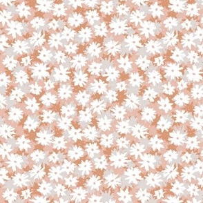 Boho winter daisies - Raw ink sweet blossom ditsy flowers daisy garden burnt orange gray blush beige white vintage delicate garden