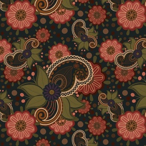 Victorian Paisley Teal Fabric 