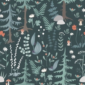 Fairy woodland seamless pattern.