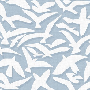 Abstract Seagulls on Vintage Sky Blue / Large