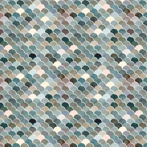 Fish Scale Pattern in Stormy Shades / Medium