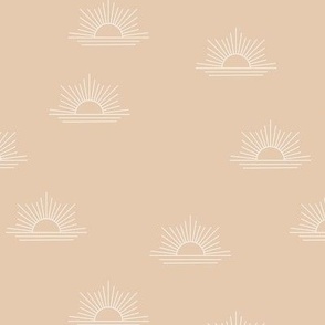 Japanese minimalist - Sunrise over the ocean sunny day sun ray on tan beige