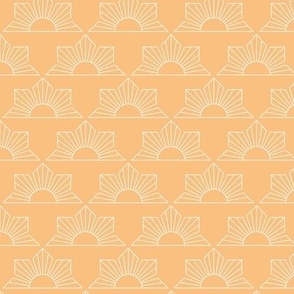 Geometric retro sunrise - japanese minimalist style sunny flower day reflection modern outline illustration mango yellow