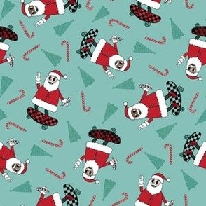 SMALL skateboard santa fabric - christmas skateboard fabric, trendy Father Christmas