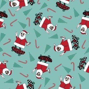 MEDIUM skateboard santa fabric - christmas skateboard fabric, trendy Father Christmas