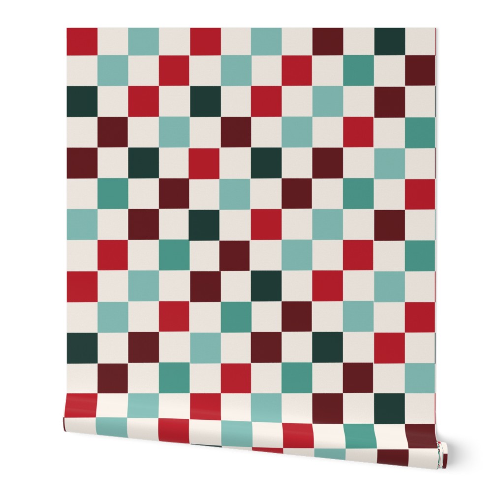 MEDIUM christmas checkerboard fabric - christmas fabric for trendy kids