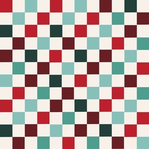 MEDIUM christmas checkerboard fabric - christmas fabric for trendy kids