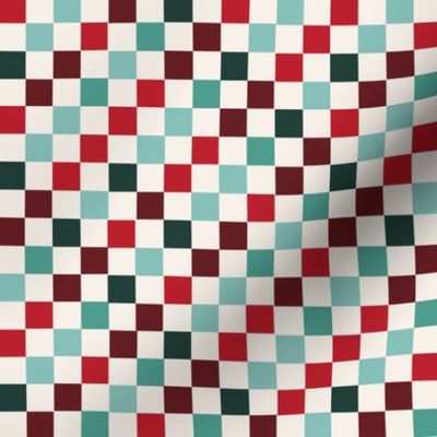 SMALL christmas checkerboard fabric - christmas fabric for trendy kids