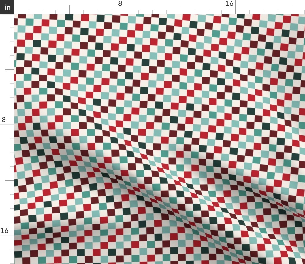 SMALL christmas checkerboard fabric - christmas fabric for trendy kids