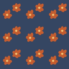 Flower path - orange and blue , daisy