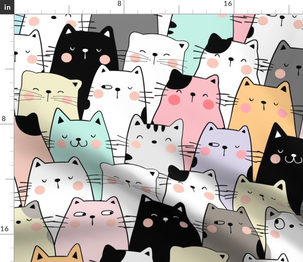Pastel Cat Crowd