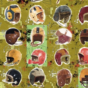 Vintage Football Helmets, pea
