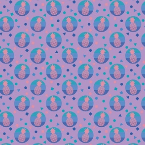 Pink pineapples and blue circles - Medium scale