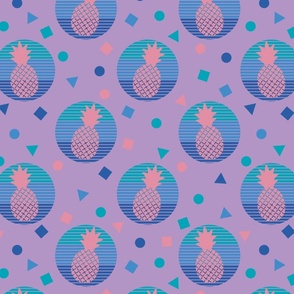 Pink pineapples and blue circles - Large scale