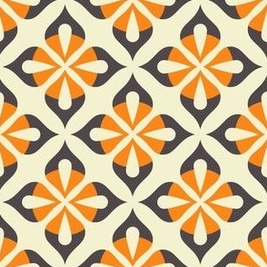 2033 - retro geometric flowers, yellow