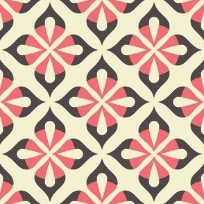 2034 - retro geometric flowers, pink