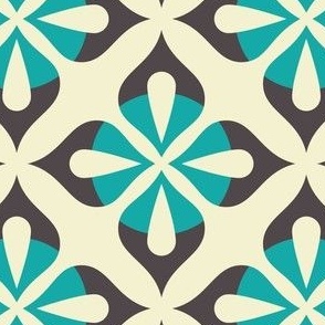 2032 larger scale - retro geometric flowers, blue