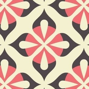 2034 larger scale - retro geometric flowers, pink