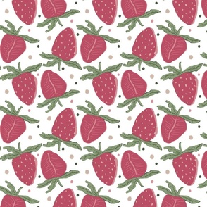 Strawberry season - pink, white background