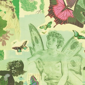 Butterfly Collage, green filter 