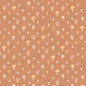 MINI mushrooms fabric - boho neutral cottage core fabric