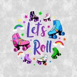 4" Circle Panel Let's Roll Rollerskating for Quilt Square Potholder Embroidery Hoops DIY