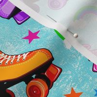 Large Scale Rollerskates Let's Roll Roller Rink Derby Skate Rainbows and Stars