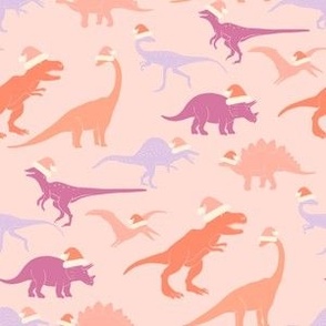 christmas dinosaur fabric - cute pastel girls dinosaur design