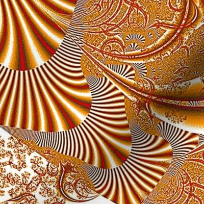 Orange Fractal Brocade