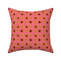 Sunflowers Mid-Century Modern Starbursts on Watermelon Pink