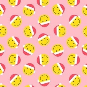 (small scale)  Happy Face Smile Santa - pink - LAD22