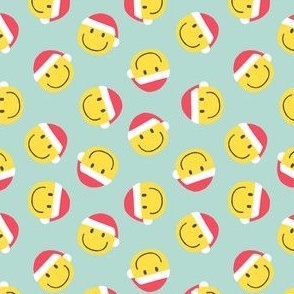(small scale)  Happy Face Smile Santa - mint - LAD22