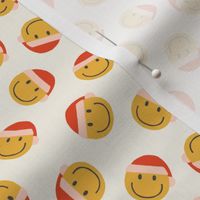 (small scale) Happy Face Smile Santa - red/pink on cream - LAD22