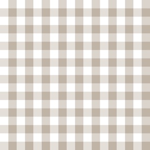 White poinsettia taupe plaid 2x2