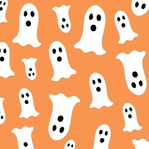 large ghosts in orange - spooky season