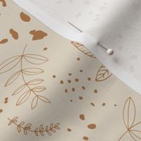 Jungle leaves and cheetah spots tropical monstera branches and botanical plants natural earthy boho theme nursery freehand rust caramel on cream