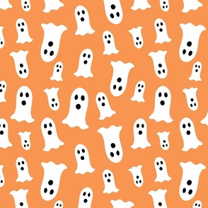 medium ghosts in orange - spooky season